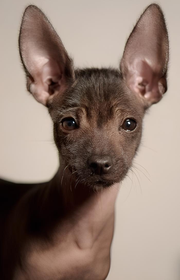 um cão filhote da raça Xoloitzcuintli.