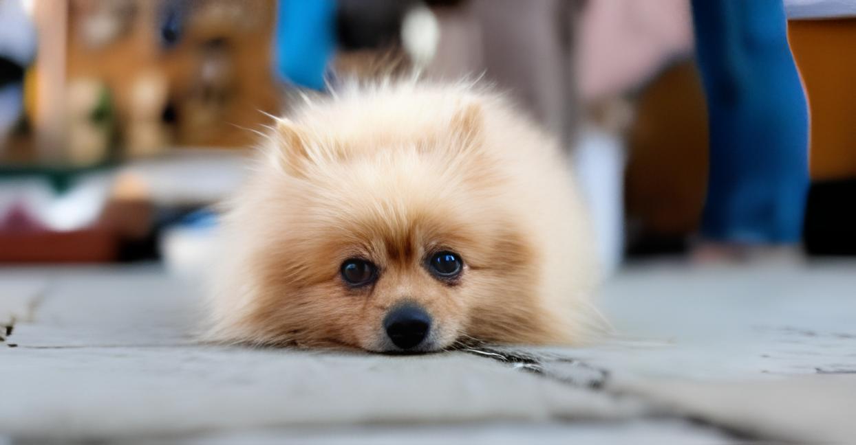 um cão da raça lulu da pomerânia com dores lombar.