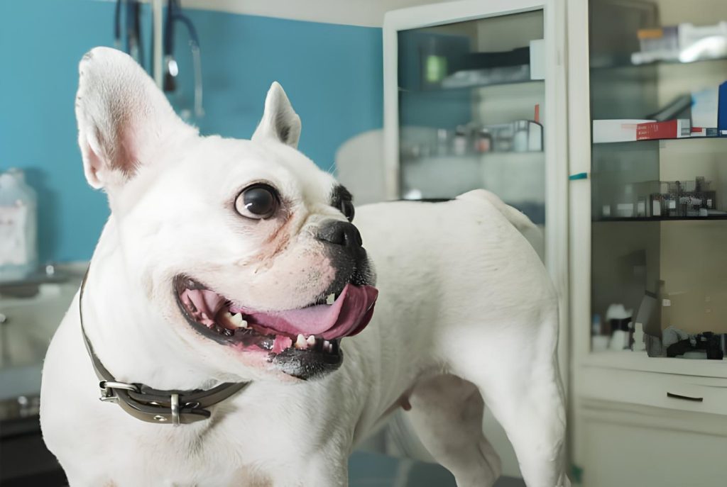 um cachorro que passou por uma castração.