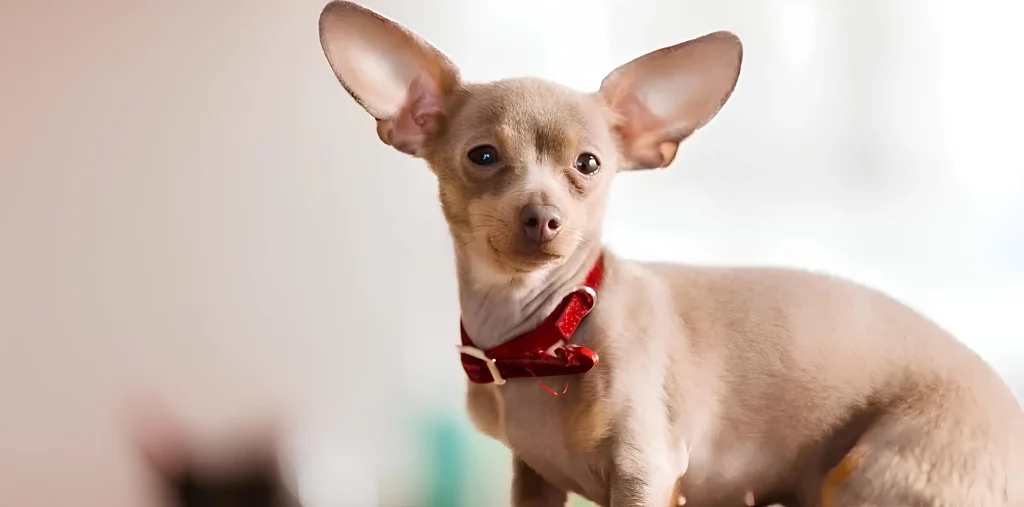 Um cachorro da raça pinscher tamanho 1.