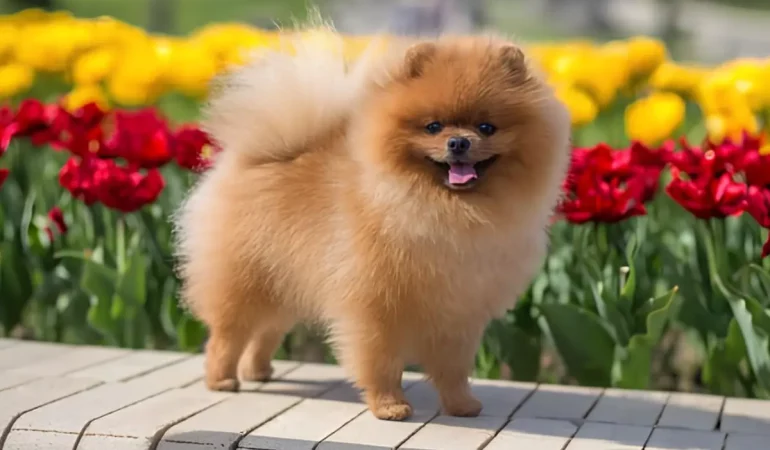 um cachorro lulu da pomerânia.