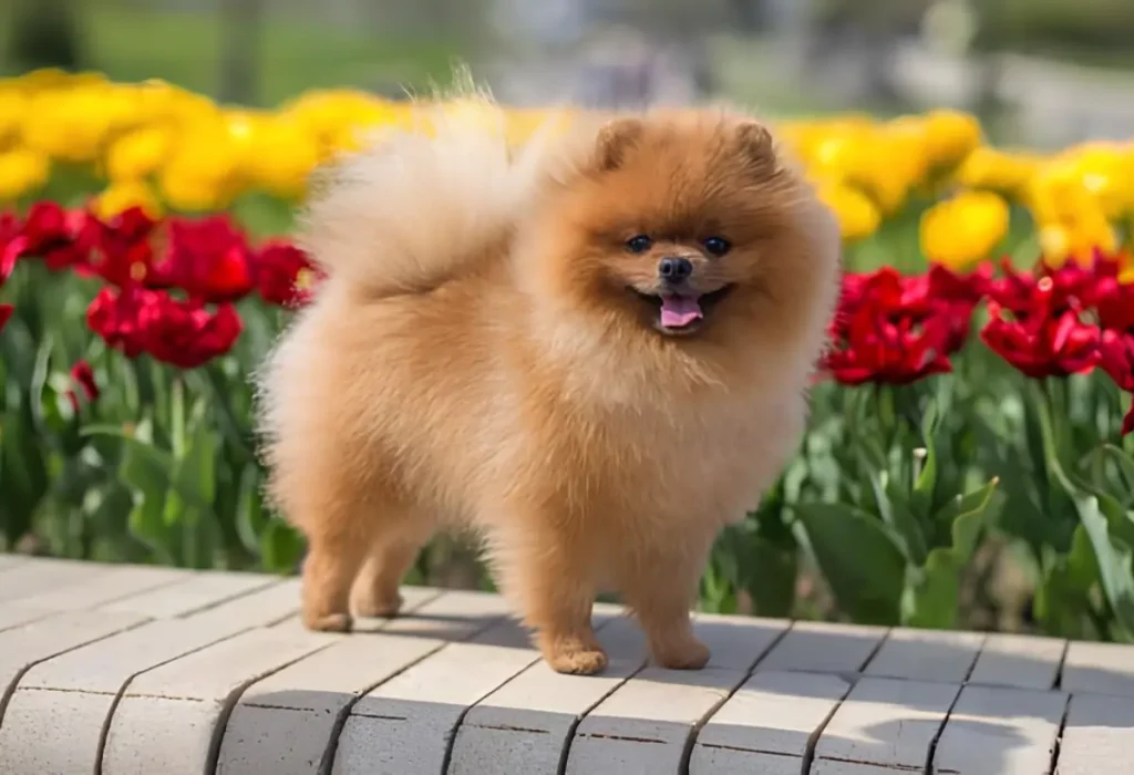 Uma cachorro da raça lulu da pomerânia
