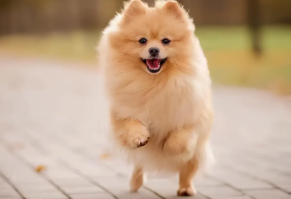 Um cachorro da raça Lulu da Pomerânia.