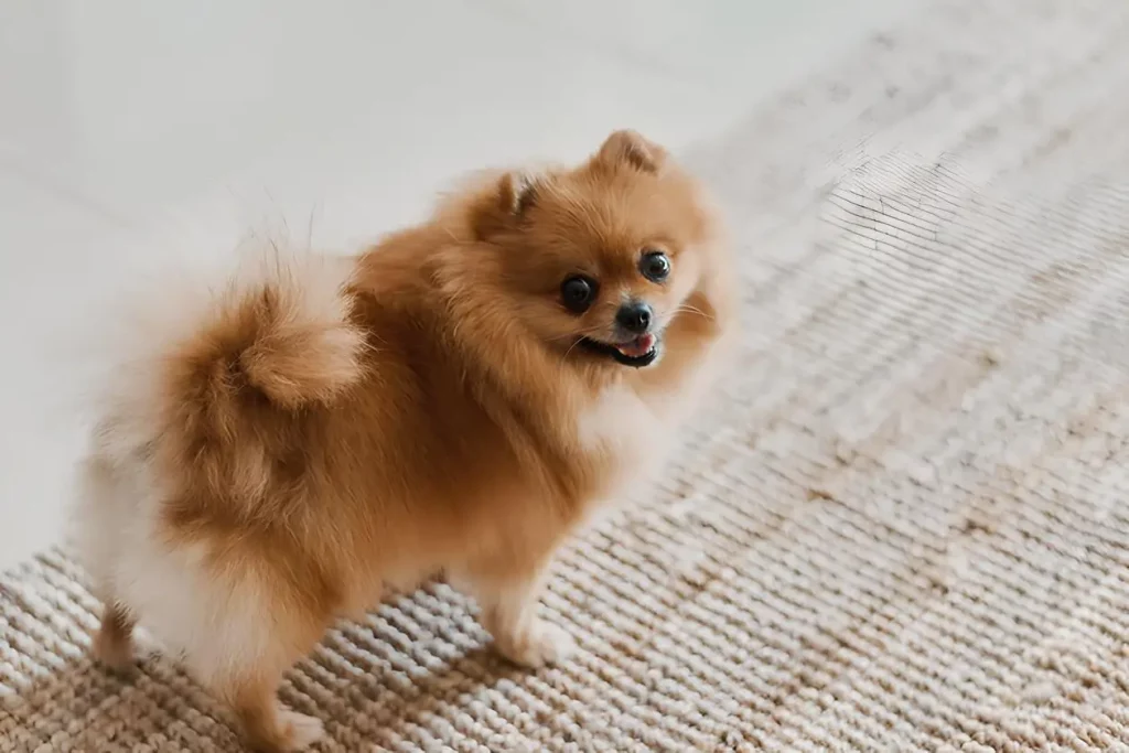 Um cachorro da raça Lulu da Pomerania