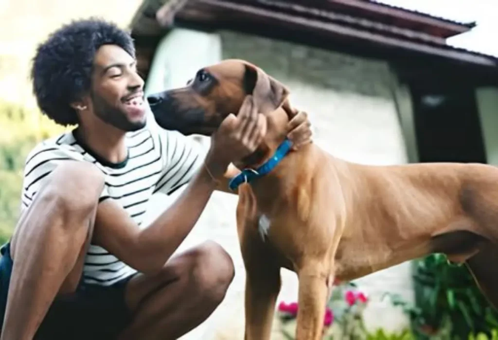 um cachorro com seu tutor