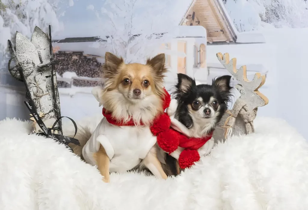 dois cães com roupas pets para frio