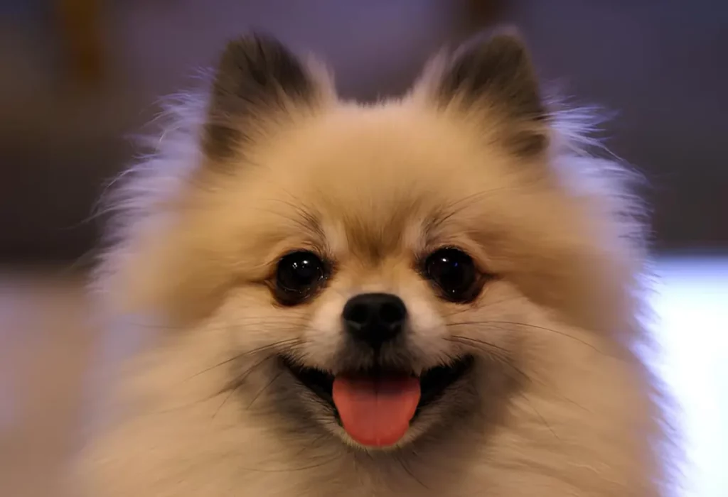 Um cachorro da raça Lulu da Pomerânia.
