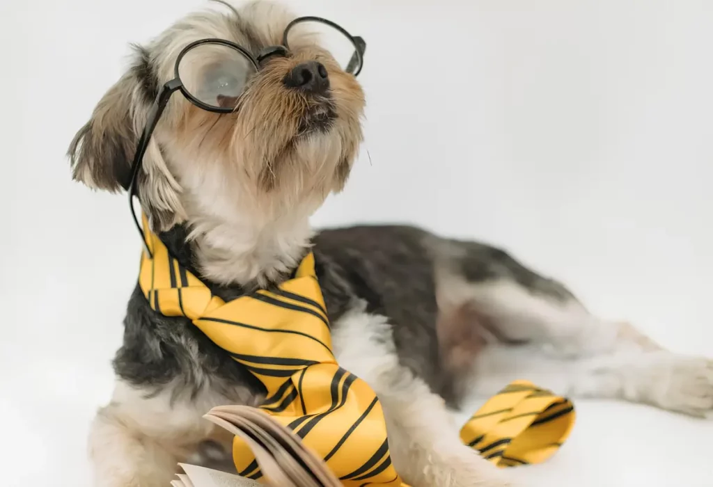 um cachorro com problema na visão.