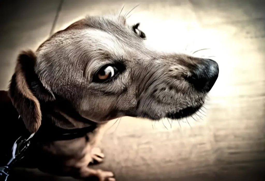 um cachorro que esta agressivo por medo.