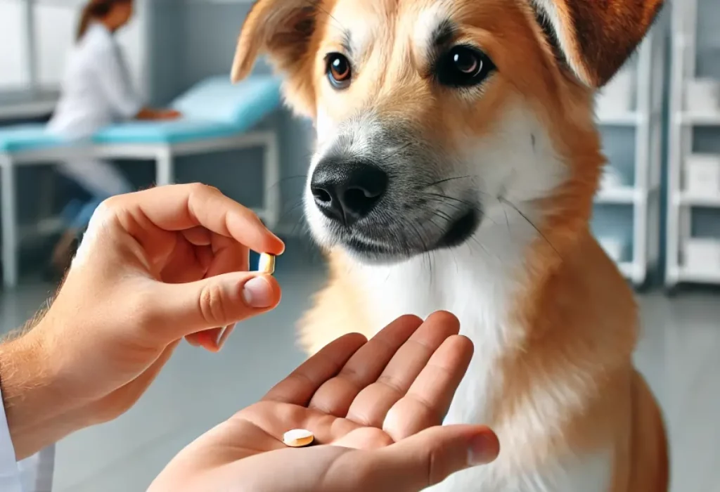cachorro recebendo medicação de azitromicina.