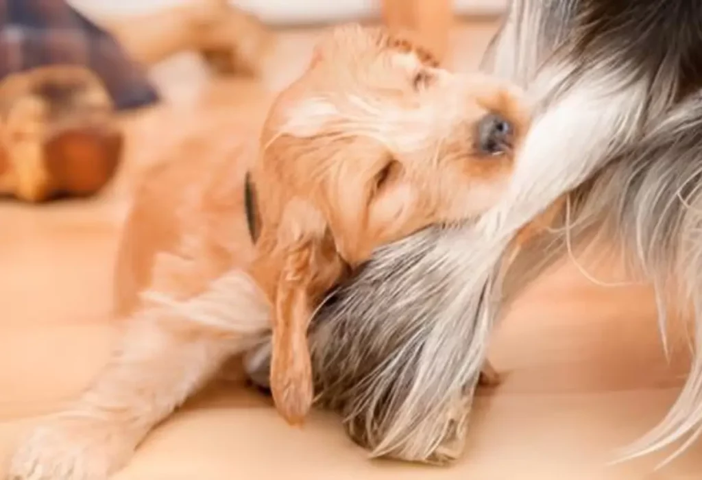 Um cachorro filhote.