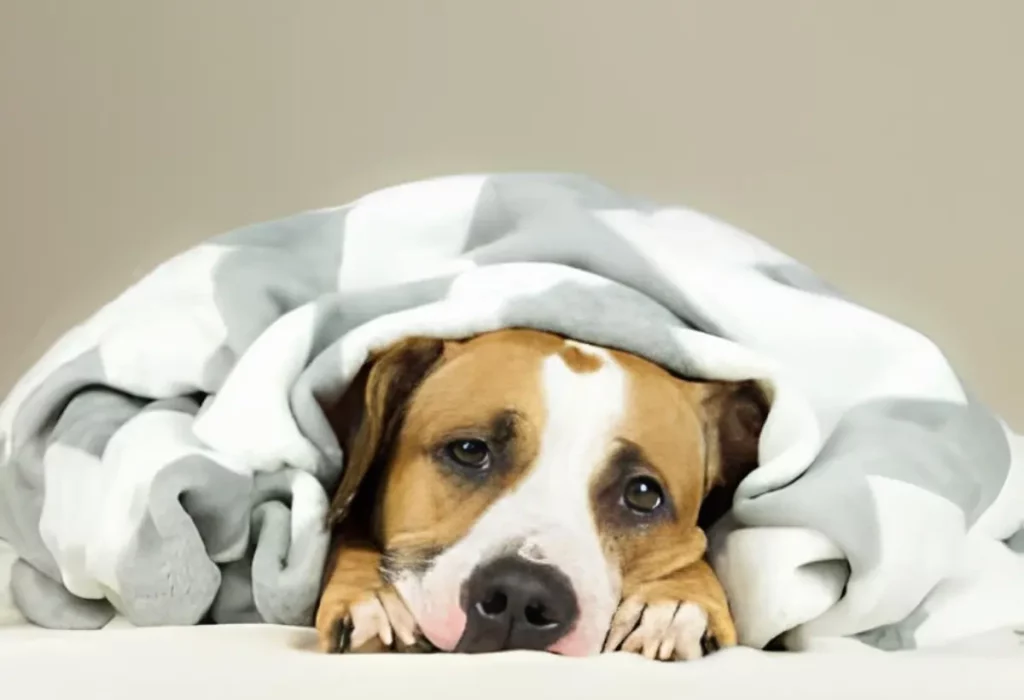 Um cachorro com febre.