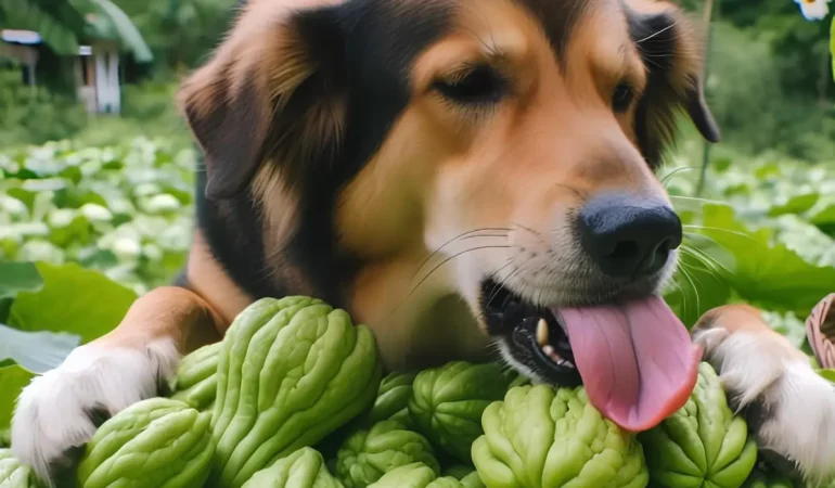 Um cachorro lambendo chuchu.