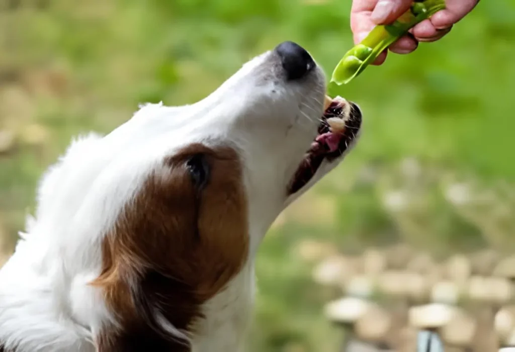 cachorro comendo ervilha.