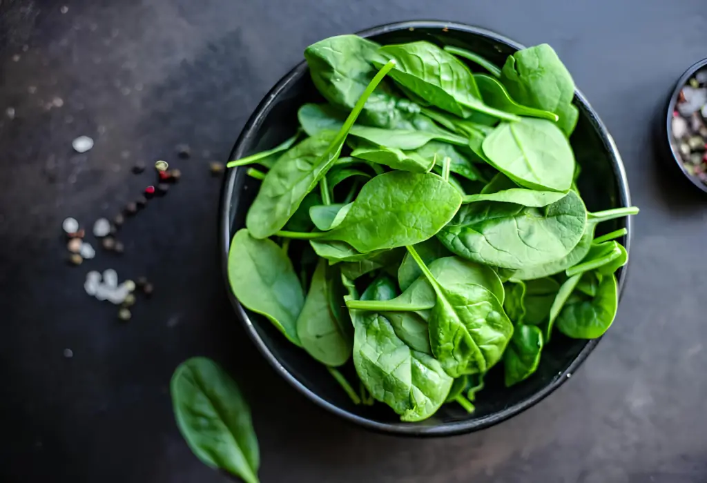 uma tigela de espinafre.