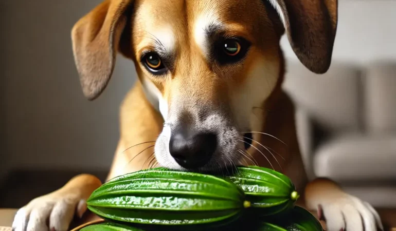 Cachorro comendo jiló.