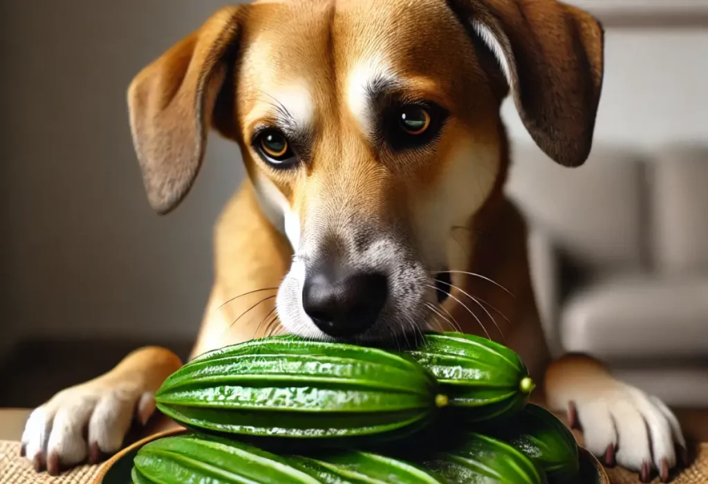 Cachorro comendo jiló.