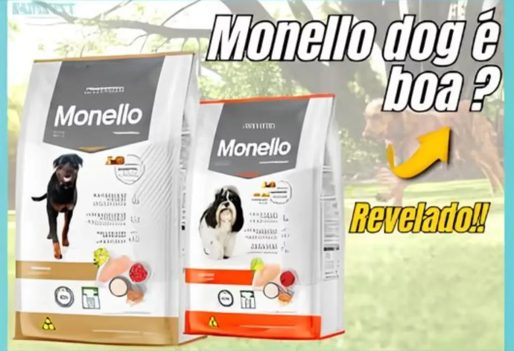 Dois pacotes de ração da marca Monello.