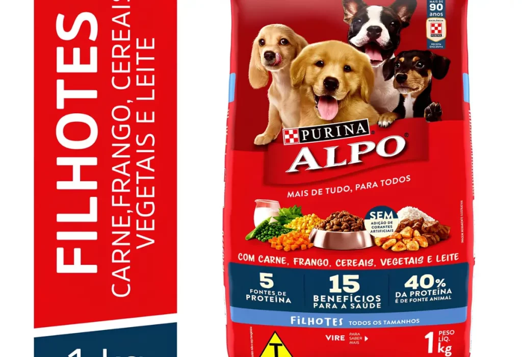 Um pacote de ração purina alpo.