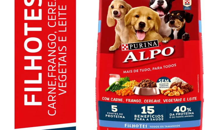 Um pacote de ração purina alpo.