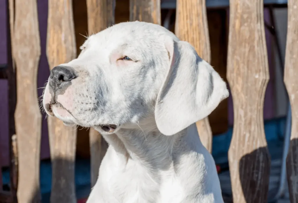 cão da raça Dogo argentino .