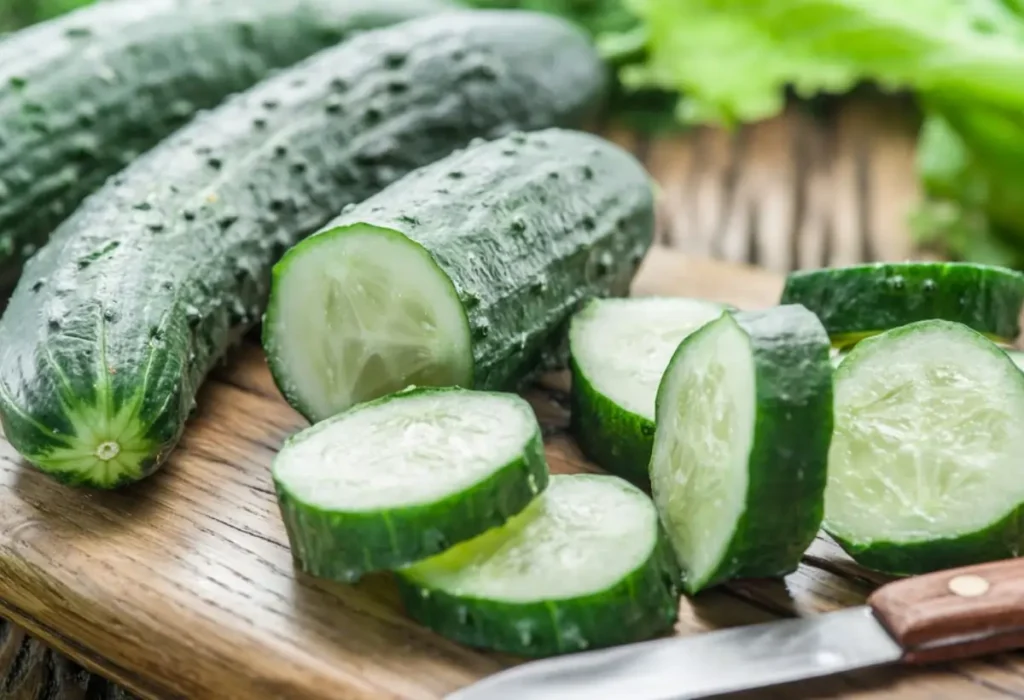 pepinos em uma mesa.
