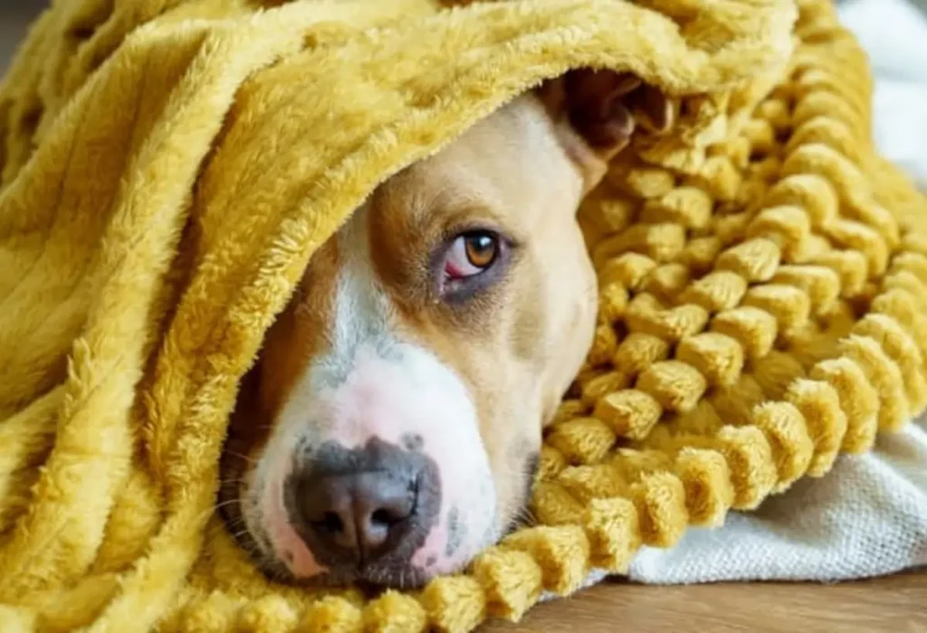 Um cachorro com pneumonia canina.