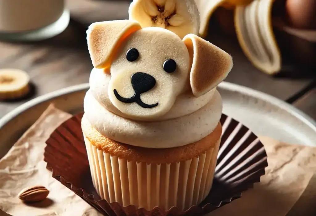Um Cupcake gelado de banana para cachorro.