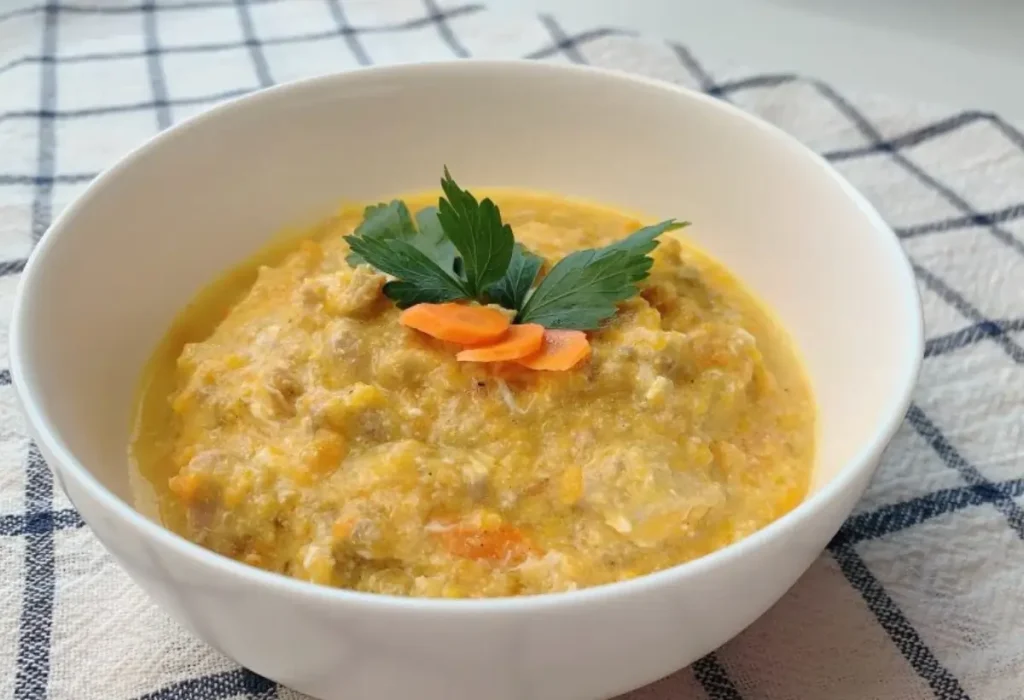 Uma tigela de ensopada para cachorro.